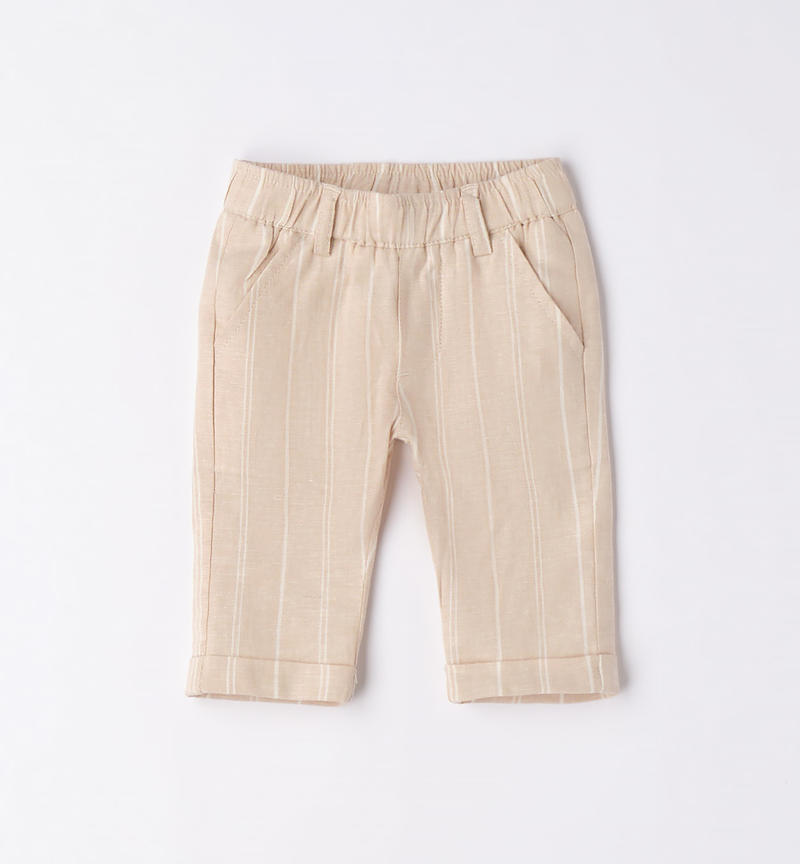 Minibanda elegant striped trousers for boys, from 1 to 24 months BEIGE-0924