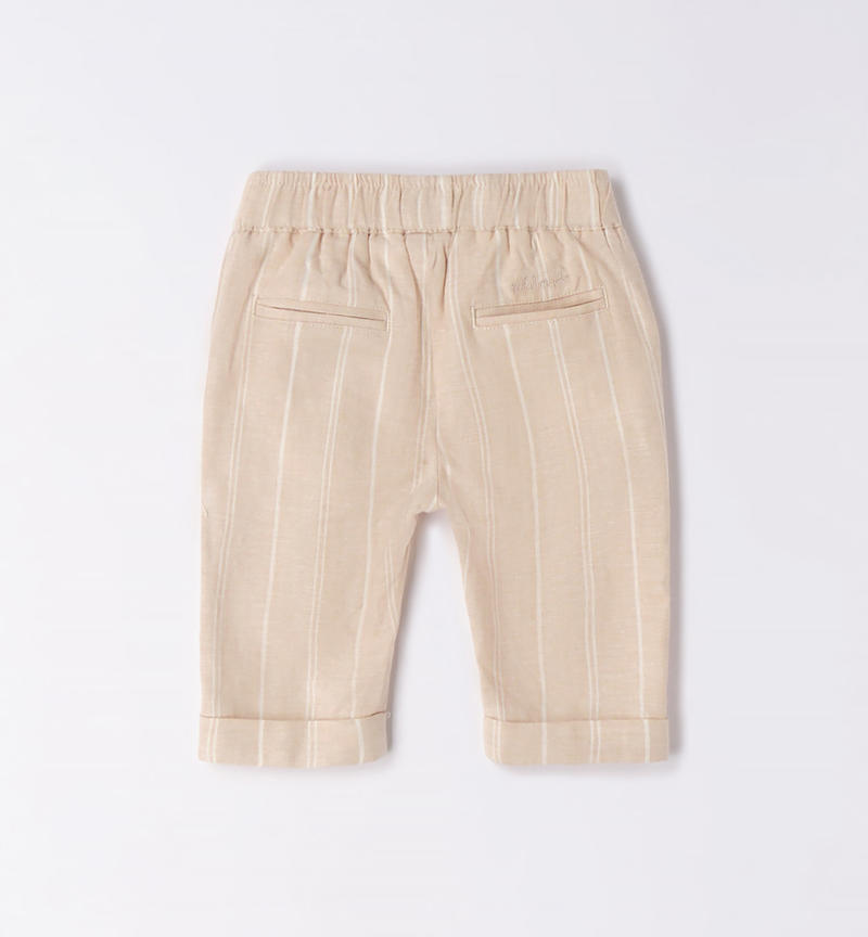 Minibanda elegant striped trousers for boys, from 1 to 24 months BEIGE-0924