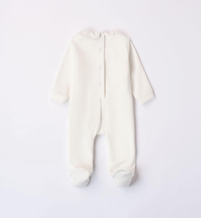 Minibanda elegant sleepsuit in chenille for baby girls from 0 to 18 months PANNA-0112