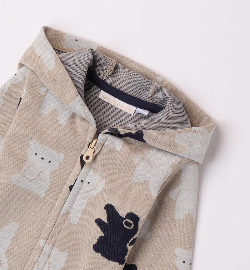 Minibanda sweatshirt with bears for boys aged 1 to 24 months BEIGE-0924