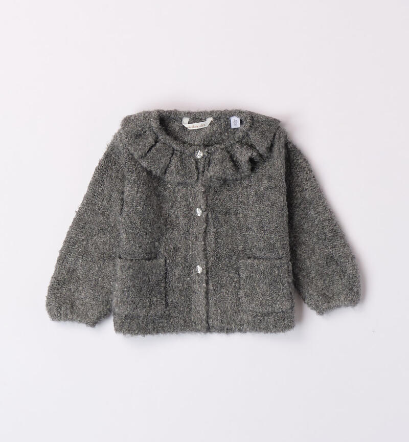 Minibanda jacket with pockets for girls from 1 to 24 months GRIGIO MELANGE-8993