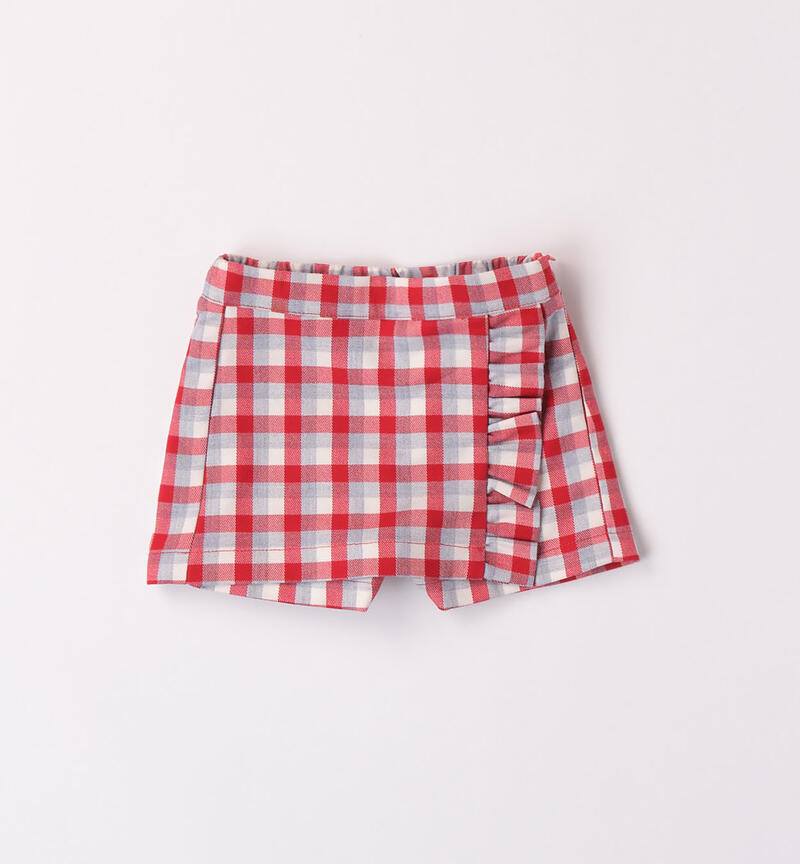 Minibanda check shorts for girls aged 1 to 24 months ROSSO-2253