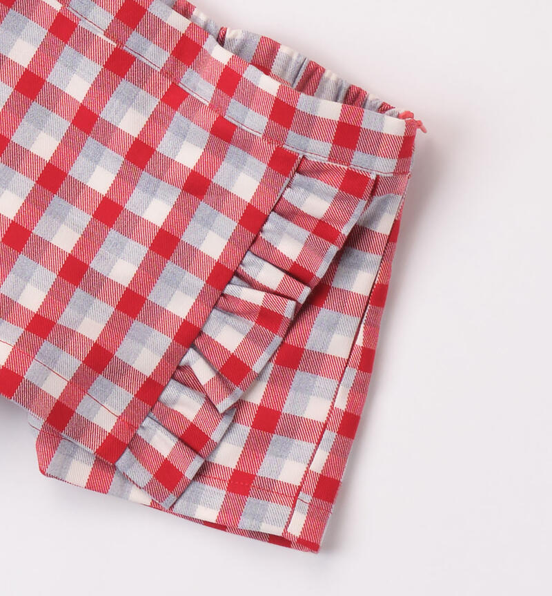 Minibanda check shorts for girls aged 1 to 24 months ROSSO-2253