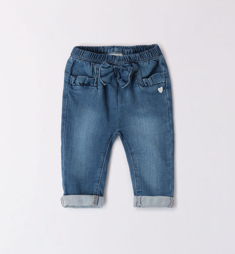Girls' jeans with turn-ups STONE WASHED CHIARO-7400