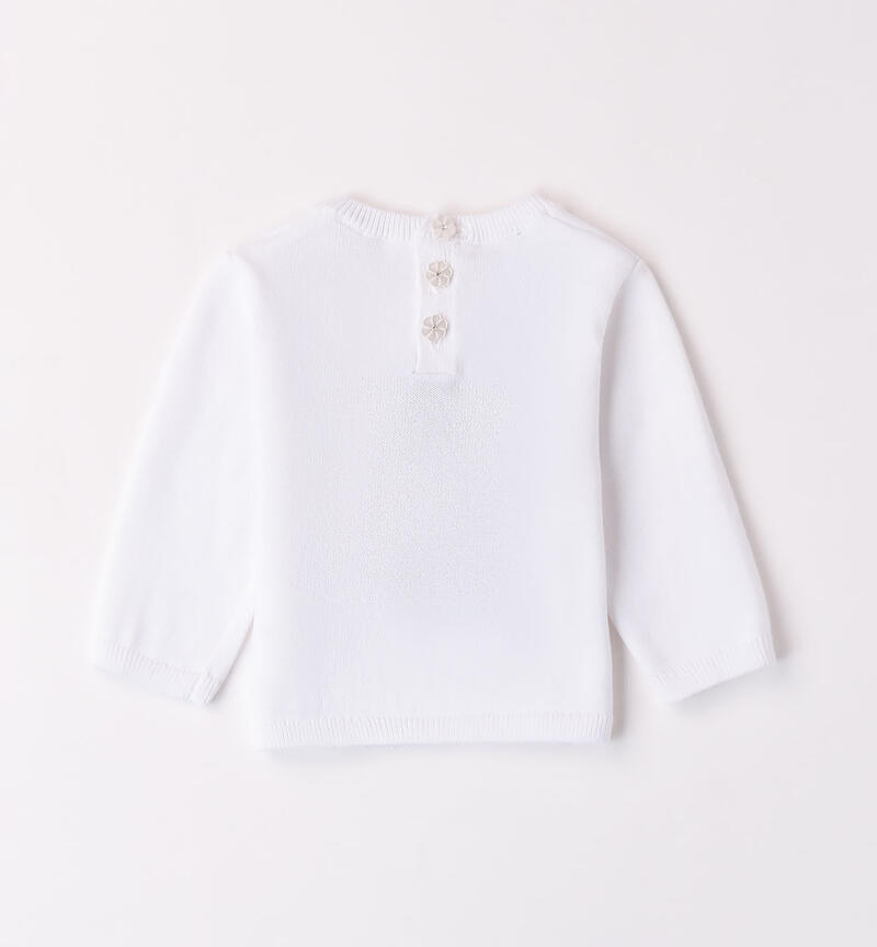 Girls' jumper in cotton tricot BIANCO-0113