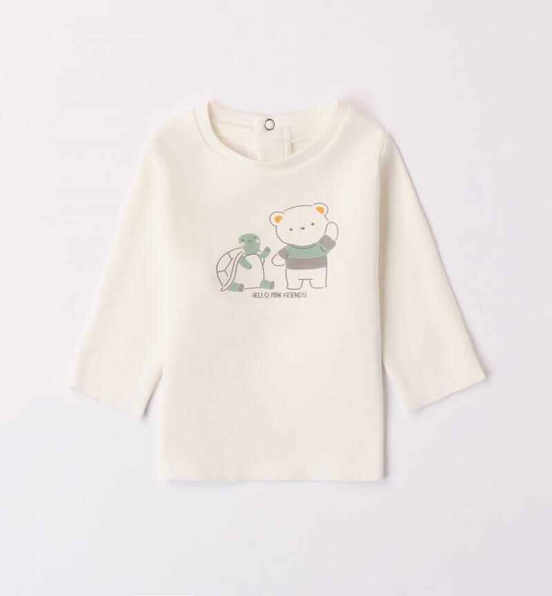 Maglietta bimbo 100% cotone da 1 a 24 mesi Minibanda PANNA-0112