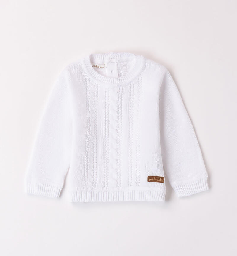 Boys' knitted top in 100% cotton BIANCO-0113