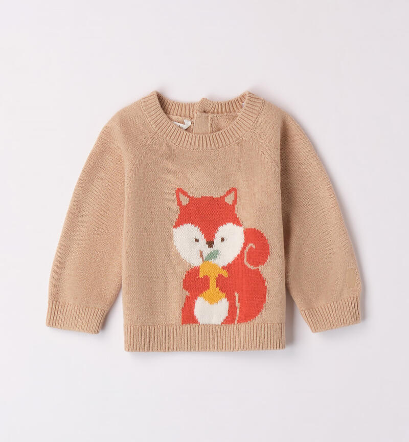 Minibanda fox jumper for boys, from 1 to 24 months BEIGE-0924