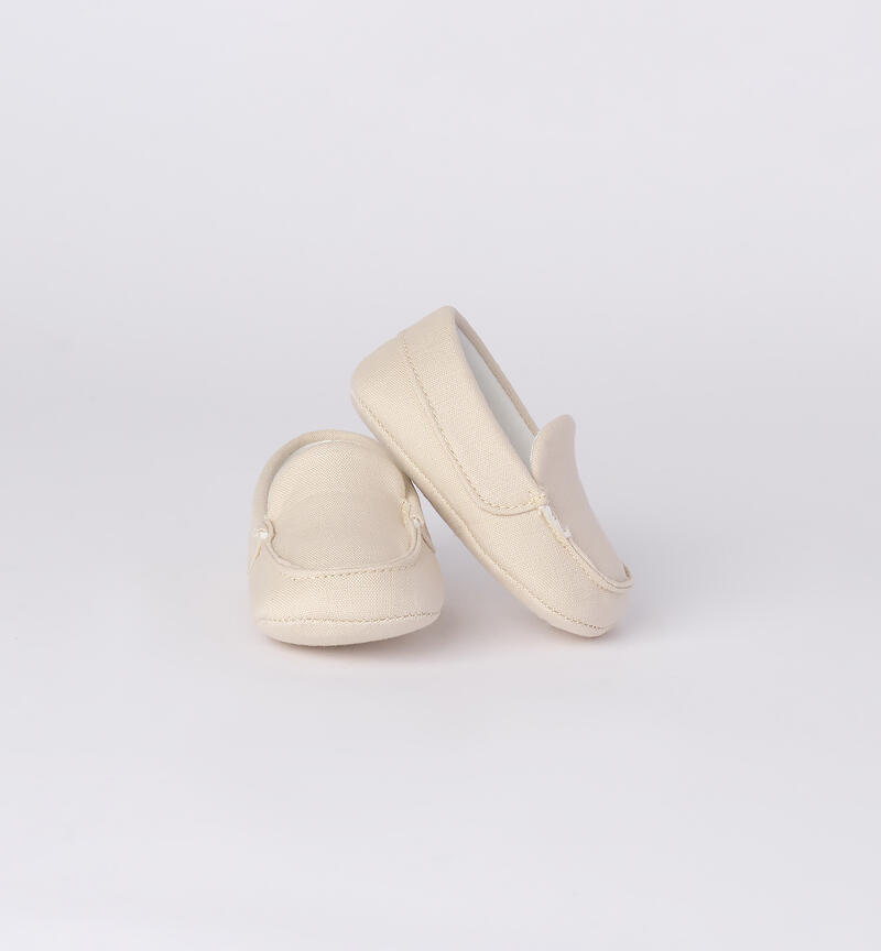 Baby moccasins in linen and viscose BEIGE-0434