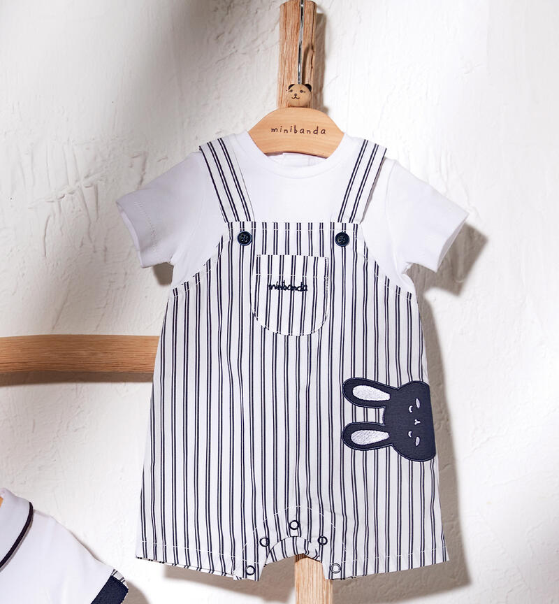 Mock dungaree-style romper for baby boys NAVY-3854
