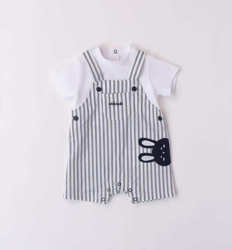 Mock dungaree-style romper for baby boys NAVY-3854