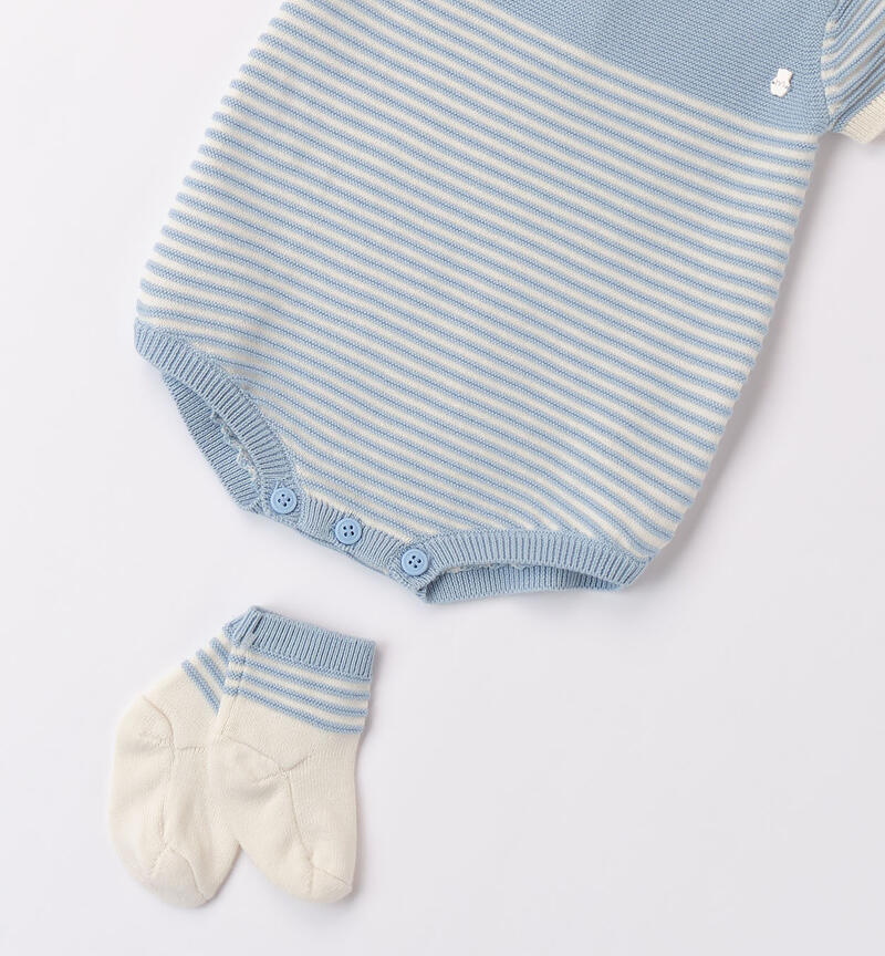 Pagliaccetto neonato in tricot AZZURRO-3862