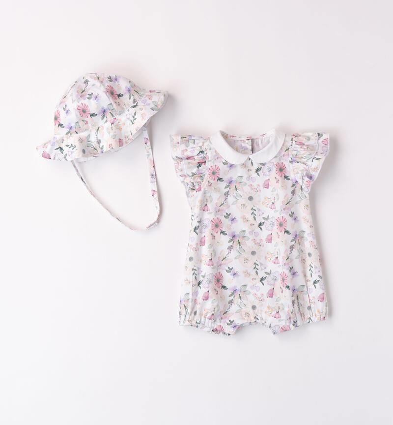 Baby girl romper with hat BIANCO-ROSA-6AAU