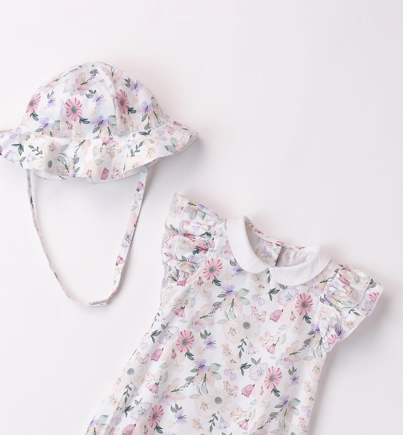 Baby girl romper with hat BIANCO-ROSA-6AAU