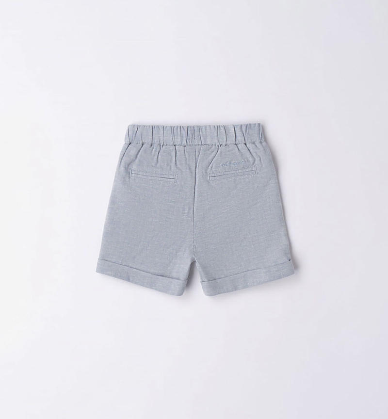 Minibanda linen shorts for boys, from 1 to 24 months LIGHT BLUE MELANGE-8833