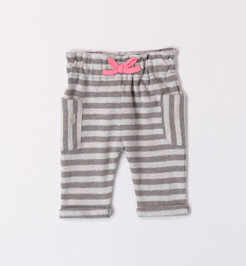 Minibanda striped trousers for girls aged 1 to 24 months GRIGIO MELANGE-8993