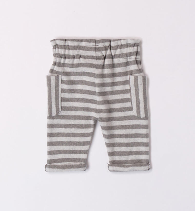 Minibanda striped trousers for girls aged 1 to 24 months GRIGIO MELANGE-8993