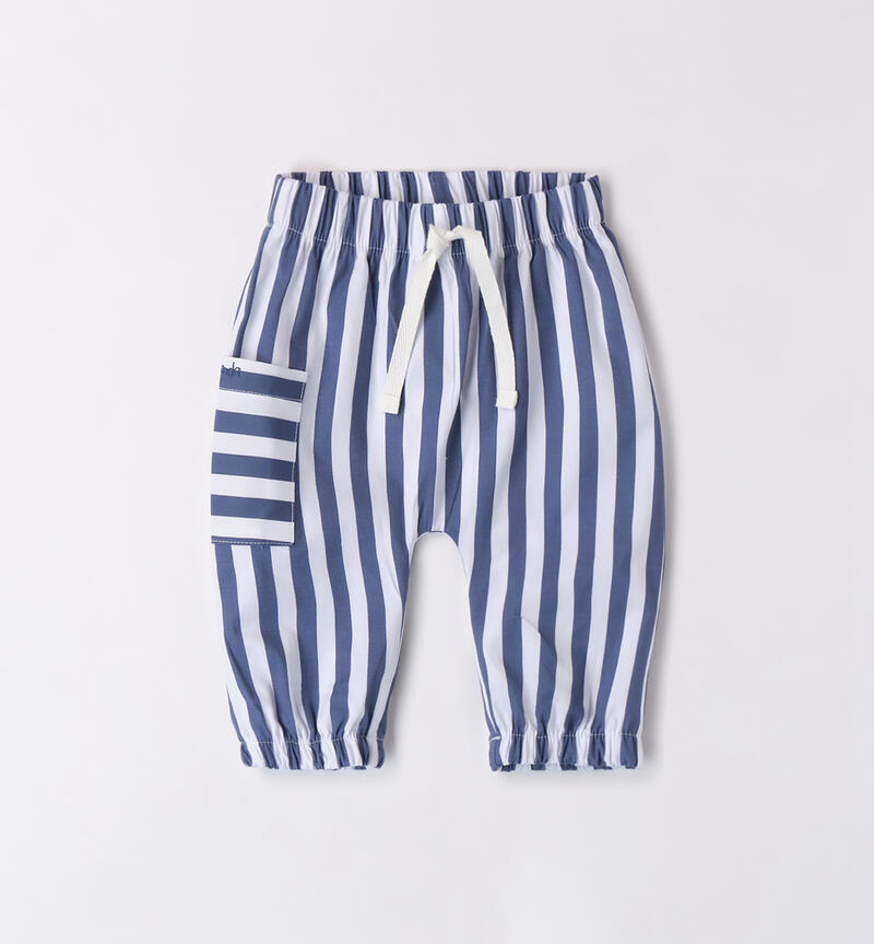 Boys' striped trousers BIANCO-BLU-6097