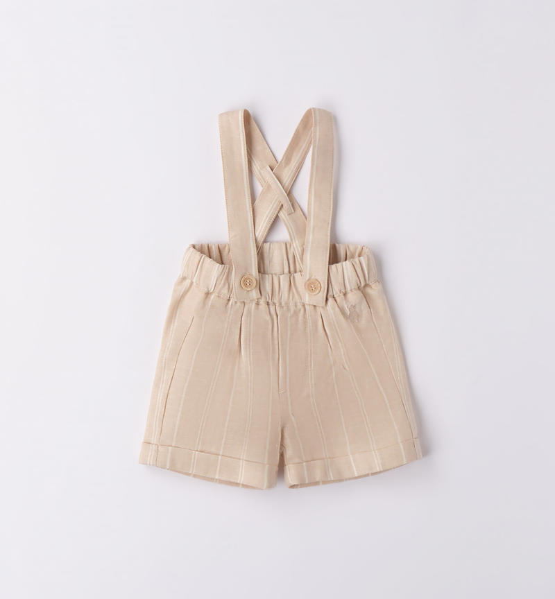 Minibanda shorts with braces for boys, from 1 to 24 months BEIGE-0924