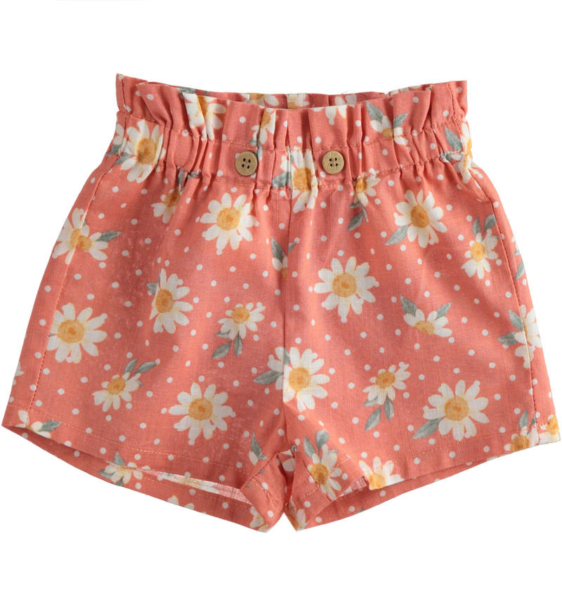 Newborn short trousers in 100% cotton with floral pattern from 1 to 24 months Minibanda TERRACOTTA-MULTICOLOR-6SL6