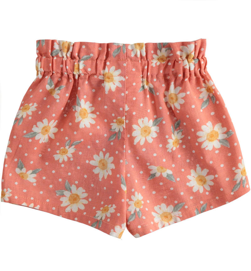 Newborn short trousers in 100% cotton with floral pattern from 1 to 24 months Minibanda TERRACOTTA-MULTICOLOR-6SL6