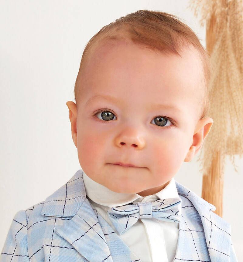 Minibanda check bow tie for baby boys from 0 to 24 months  GRIGIO PERLA-0511