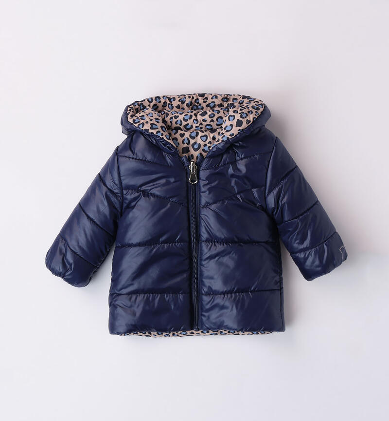 Minibanda reversible padded jacket for baby girls from 1 to 24 months NAVY-3854