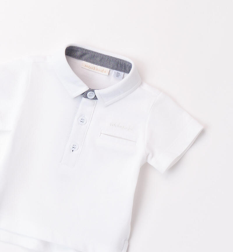 100% cotton polo shirt for baby boys BIANCO-0113