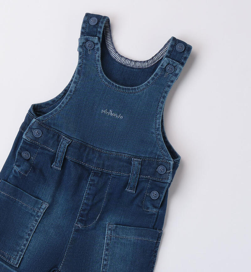 Short dungarees for baby boys STONE WASHED-7450