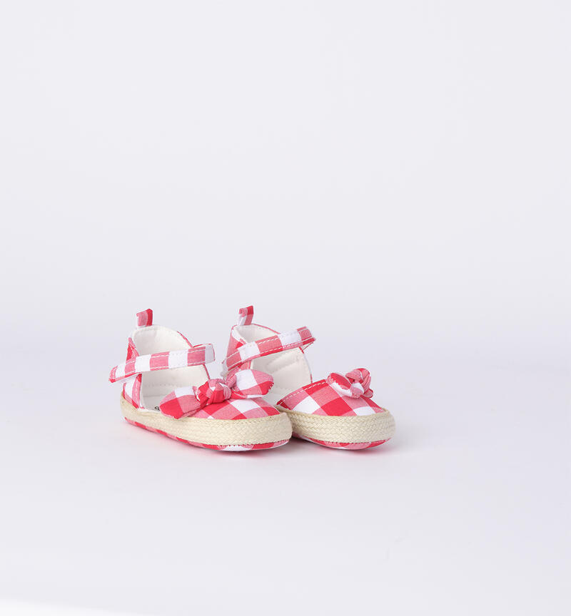 Baby girls' shoes in Vichy fabric MAGENTA-2366