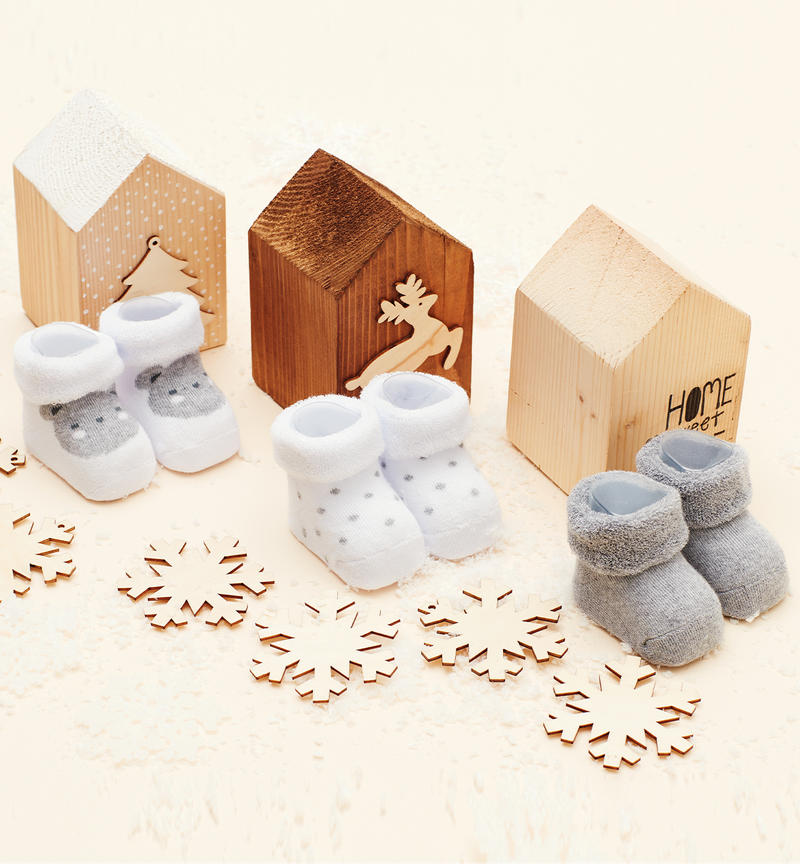 Set babbucce neonato da 0 a 24 mesi Minibanda BIANCO-0113