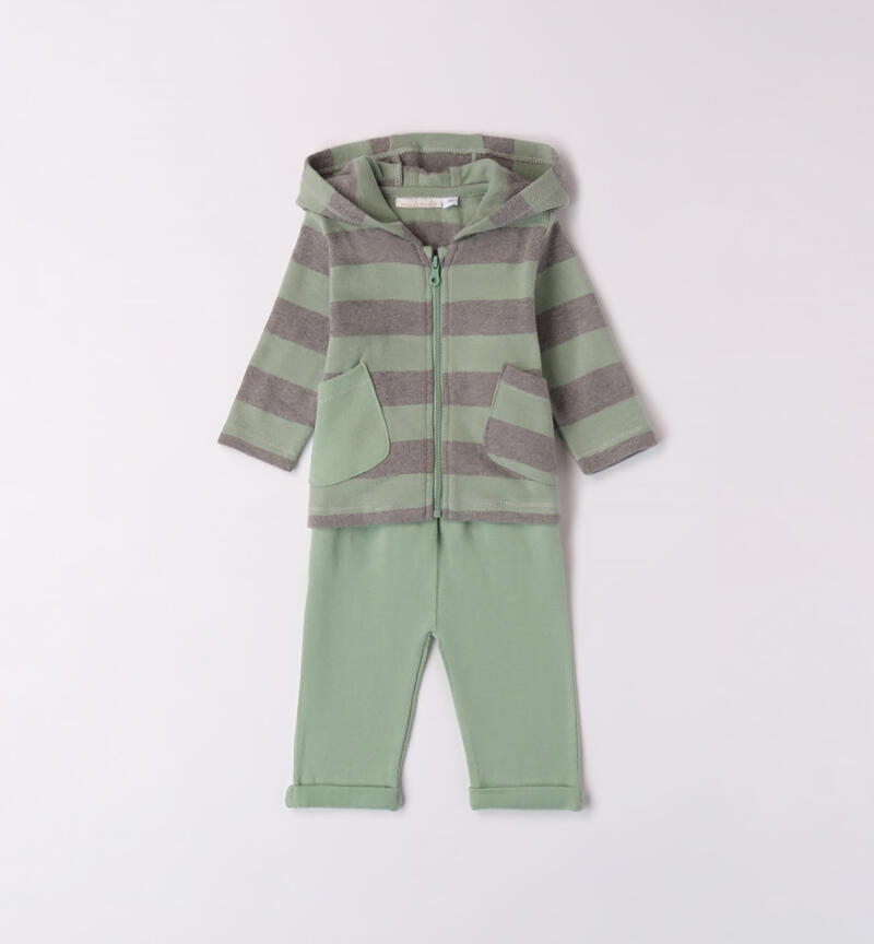 Minibanda striped tracksuit for boys from 1 to 24 months VERDE SALVIA-4714