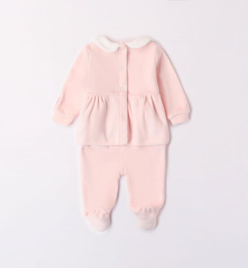 Minibanda two-piece sleepsuit with bows for baby girls from 0 to 18 months ROSA-2512