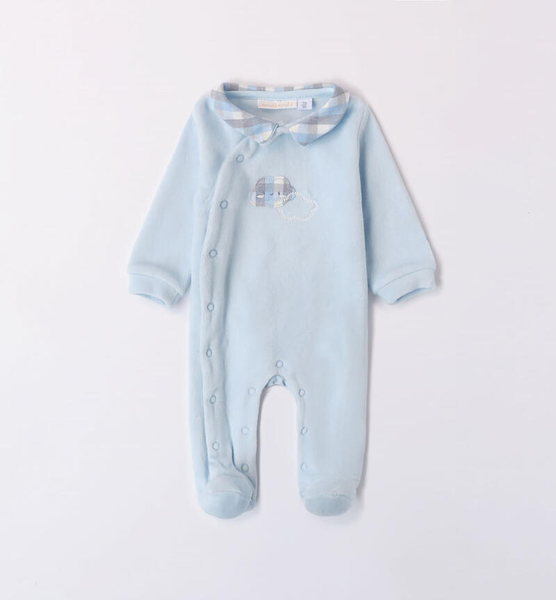 Minibanda sleepsuit with clouds for baby boys aged 0 to 18 months LIGHT BLUE-3881