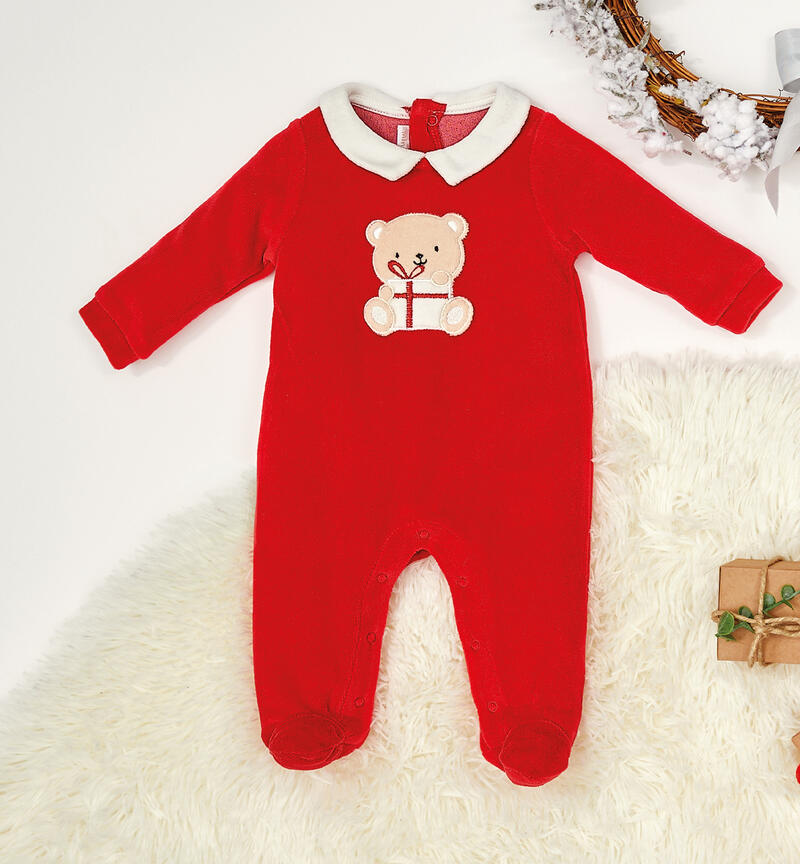 Minibanda Christmas sleepsuit for baby boys from 0 to 18 months ROSSO-2253