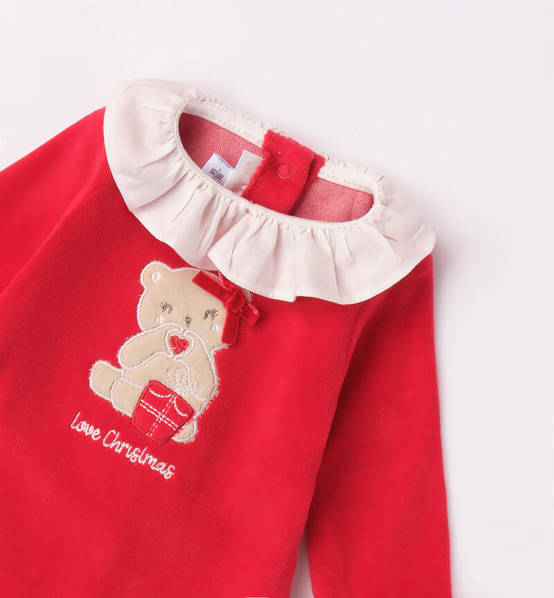 Minibanda Christmas sleepsuit for baby girls from 0 to 18 months ROSSO-2253