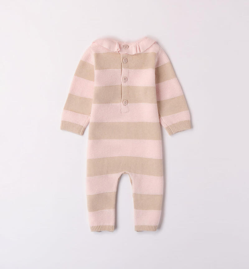 Minibanda pink tricot sleepsuit for baby girls from 0 to 18 months ROSA-2512