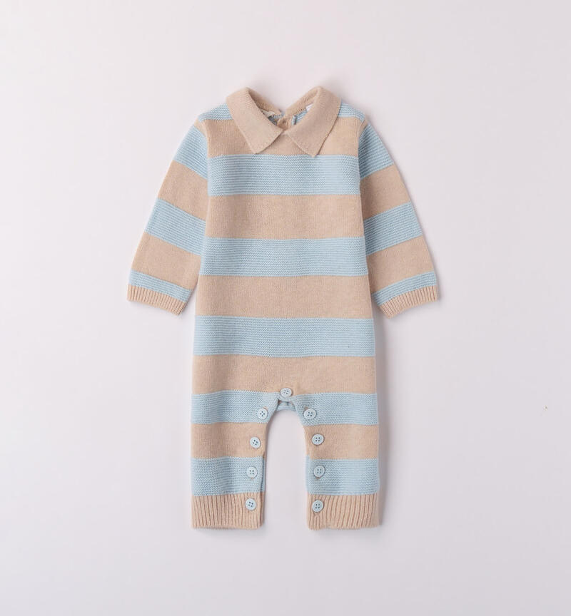 Minibanda striped sleepsuit for baby boys from 0 to 18 months LIGHT BLUE-3881