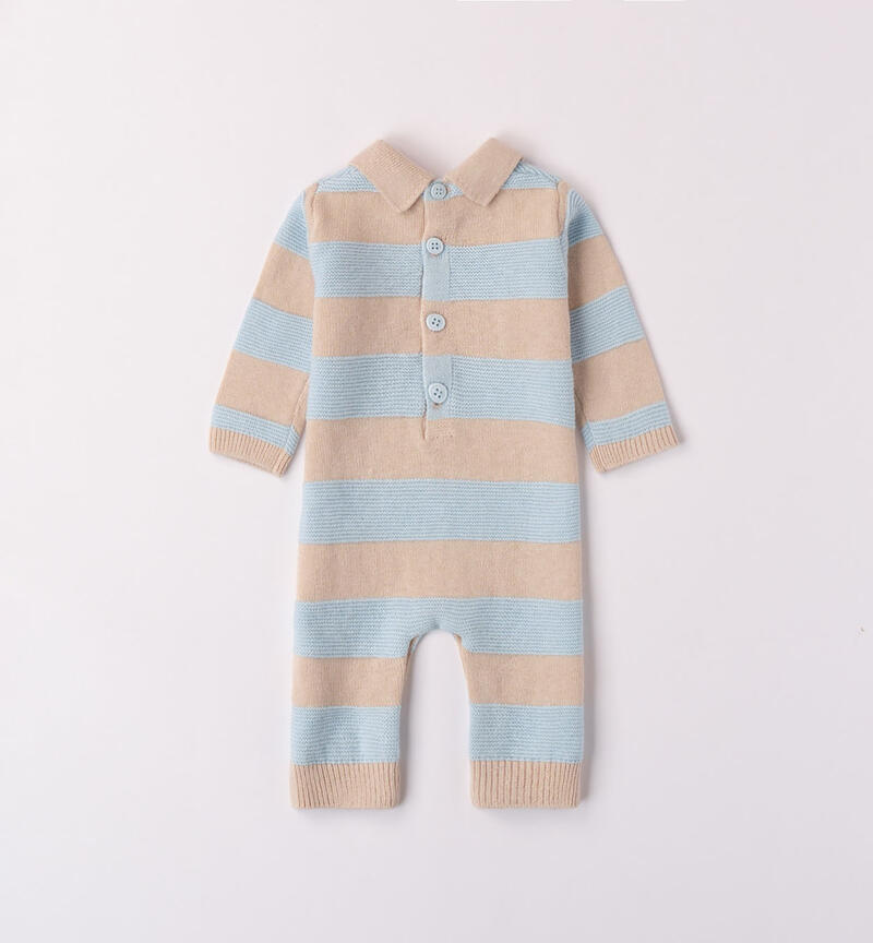 Minibanda striped sleepsuit for baby boys from 0 to 18 months LIGHT BLUE-3881